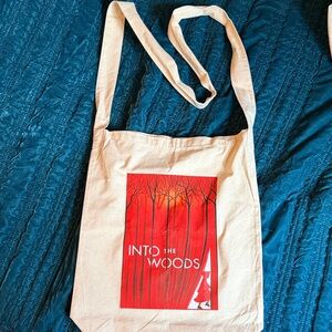 Into the Woods Canvas Tote Bag - Cream and Red